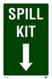 Spill Kit & Downward pointing arrow