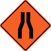 Temporary Warning - Road Narrows