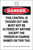 Tagged Out Sign DANGER - THIS CONTROL IS TAGGED OUT.. - GP 184-S