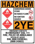 Hazchem General Storage Sign 1-3 Classes